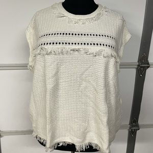 White frayed edge sweater